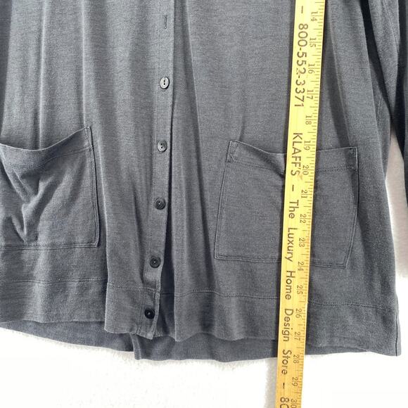 EILEEN FISHER Top S Silk Cotton Fine Jersey Button Up Cardigan Long Sleeve Gray - Picture 12 of 13